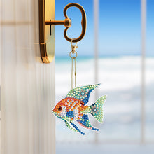 Load image into Gallery viewer, 5/6/8PCS Diamond Art Keyring Flexible Fish Double Sided Wizard Hat Special Shape
