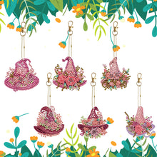 Load image into Gallery viewer, 5/6/8PCS Diamond Art Keyring Flexible Fish Double Sided Wizard Hat Special Shape
