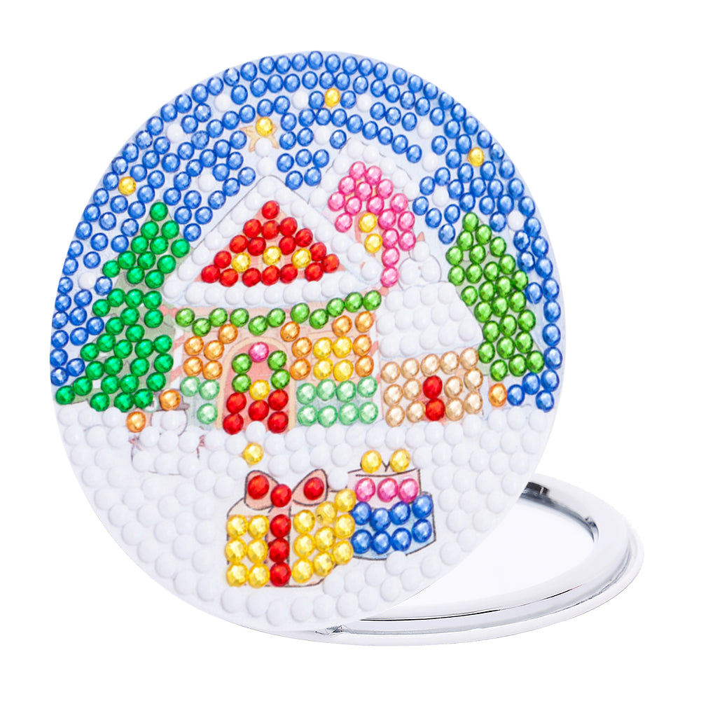 Double Sided Special Shape Diamond Pocket Mirror Santa for Adults Kids Beginners