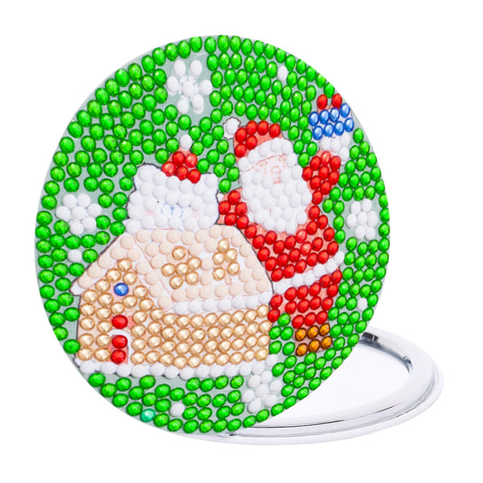 Double Sided Special Shape Diamond Pocket Mirror Santa for Adults Kids Beginners