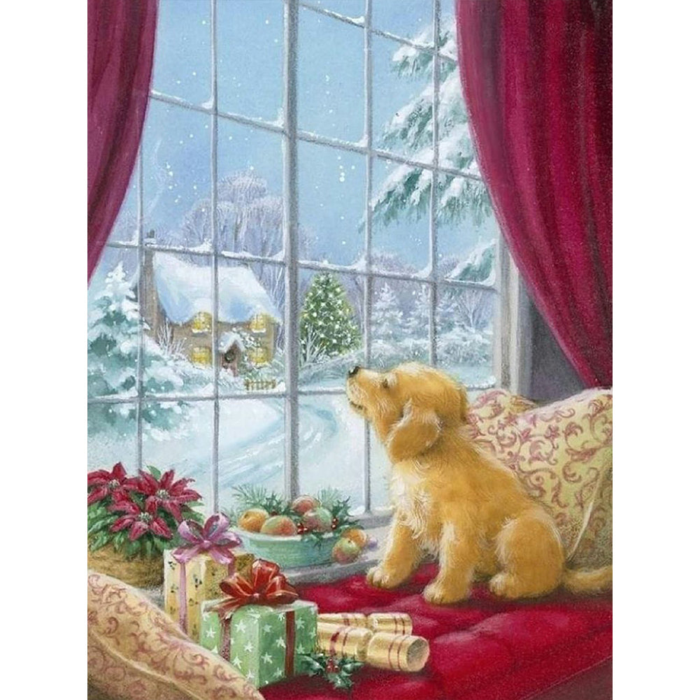 Diamond Painting - Full Round - Christmas golden retriever (30*40CM)
