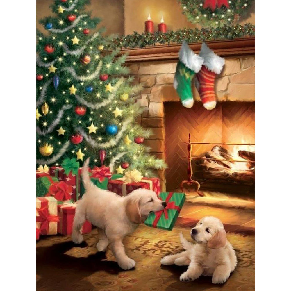 Diamond Painting - Full Round - Christmas golden retriever (30*40CM)