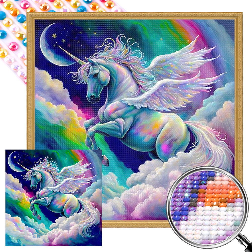 AB Diamond Painting - Full Round - rainbow unicorn (40*40CM)