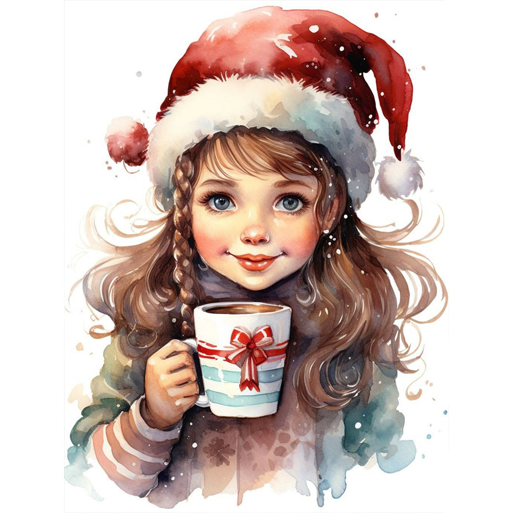 Diamond Painting - Full Round - little girl drinking coffee (30*40CM)