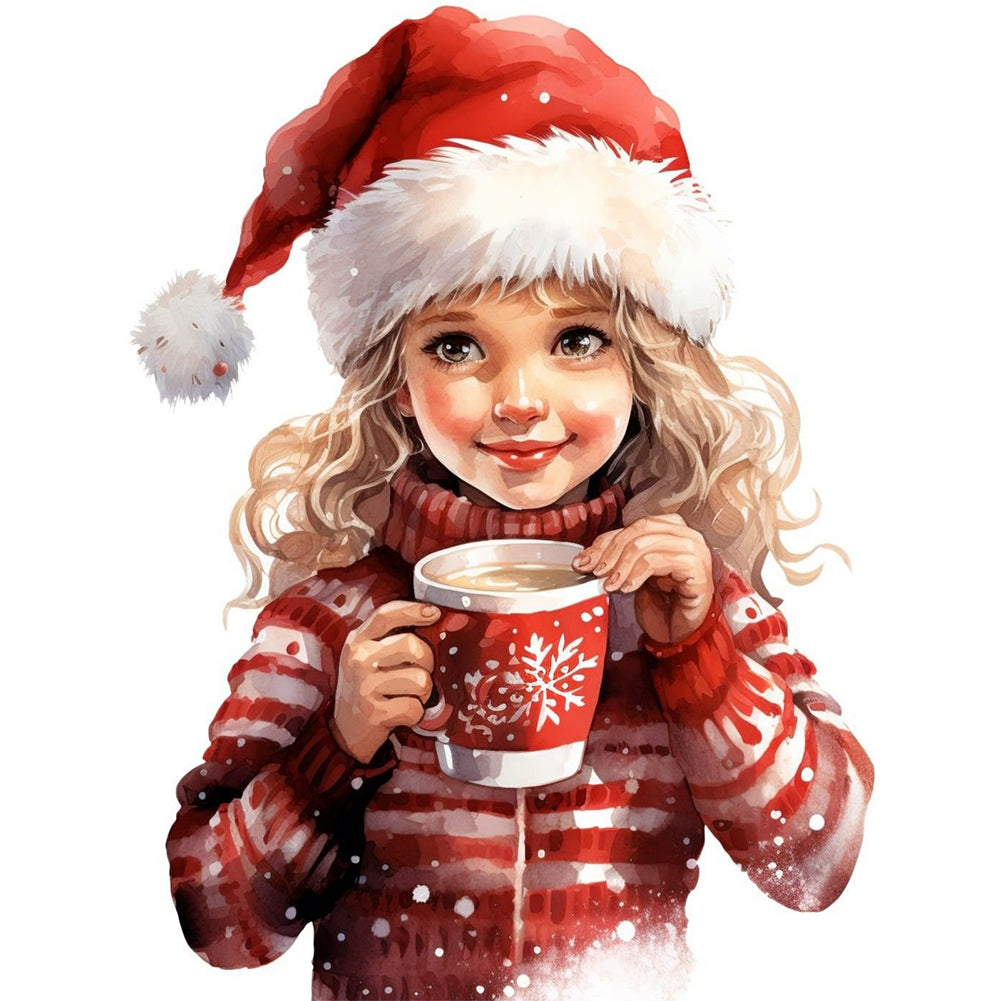 Diamond Painting - Full Round - little girl drinking coffee (30*40CM)