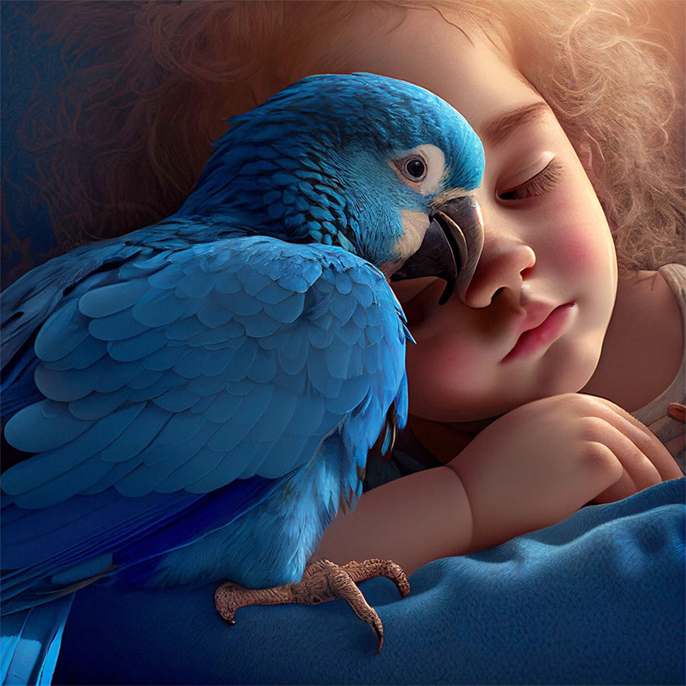 Diamond Painting - Full Round - bluebird and girl (30*30CM)