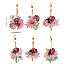 Load image into Gallery viewer, 6PCS Double Sided Diamond Art Keyring Ladybird for Adult Kid Purse Handbag Decor
