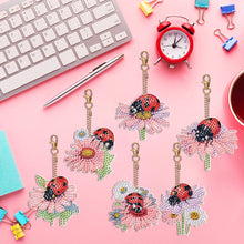 Load image into Gallery viewer, 6PCS Double Sided Diamond Art Keyring Ladybird for Adult Kid Purse Handbag Decor
