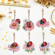 Load image into Gallery viewer, 6PCS Double Sided Diamond Art Keyring Ladybird for Adult Kid Purse Handbag Decor
