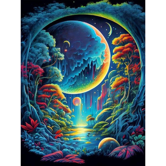 Diamond Painting - Full Round - Fantasy mirror under the moon (30*40CM)