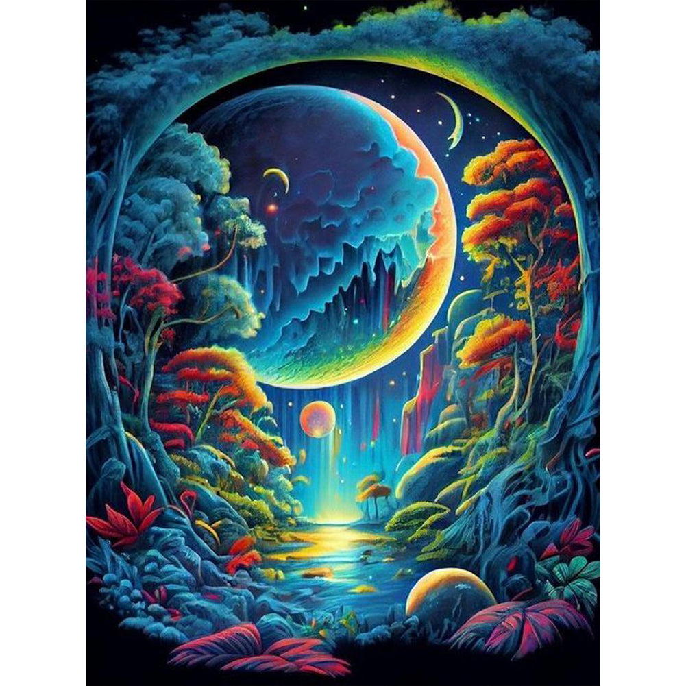 Diamond Painting - Full Round - Fantasy mirror under the moon (30*40CM)
