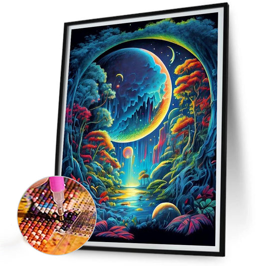 Diamond Painting - Full Round - Fantasy mirror under the moon (30*40CM)