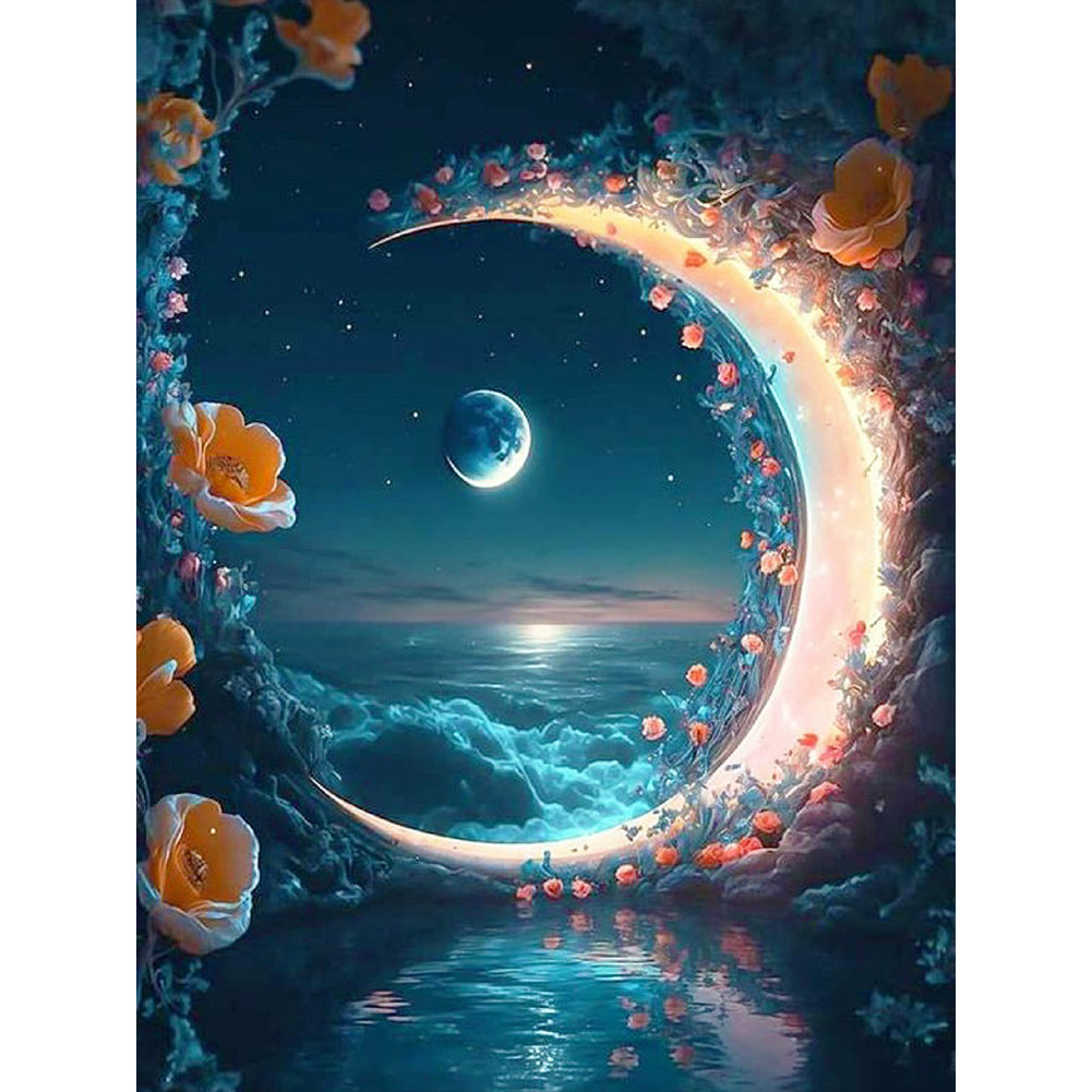 Diamond Painting - Full Round - Fantasy mirror under the moon (30*40CM)