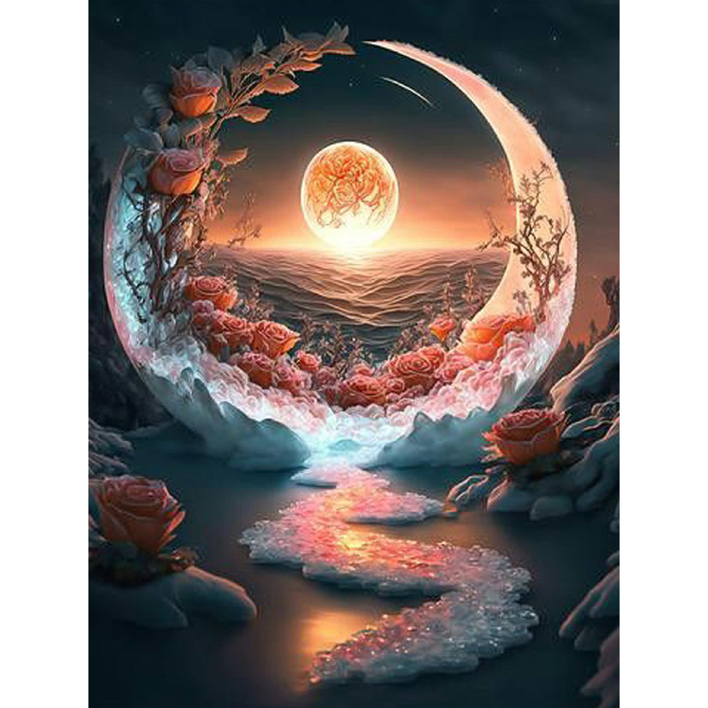Diamond Painting - Full Round - Fantasy mirror under the moon (30*40CM)