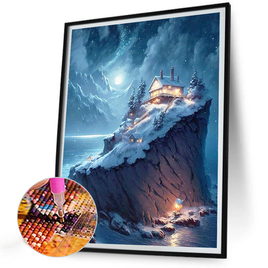 Diamond Painting - Full Round - house on cliff by sea (30*40CM)