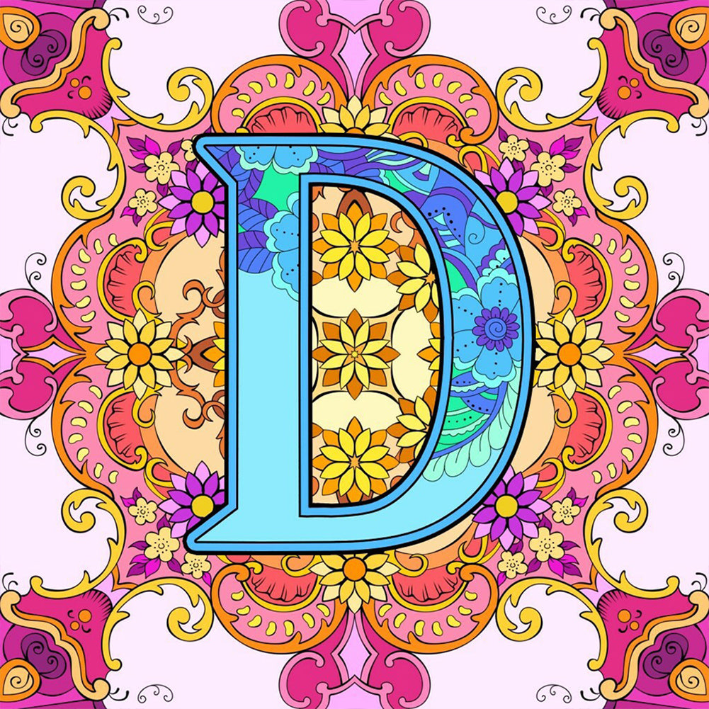 Diamond Painting - Full Round - Mandala letter D (30*30CM)