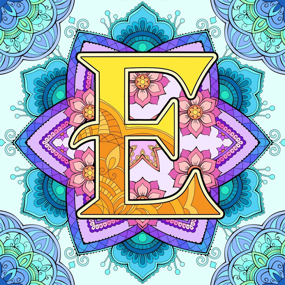 Diamond Painting - Full Round - Mandala letter E (30*30CM)