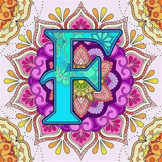 Diamond Painting - Full Round - Mandala letter F (30*30CM)