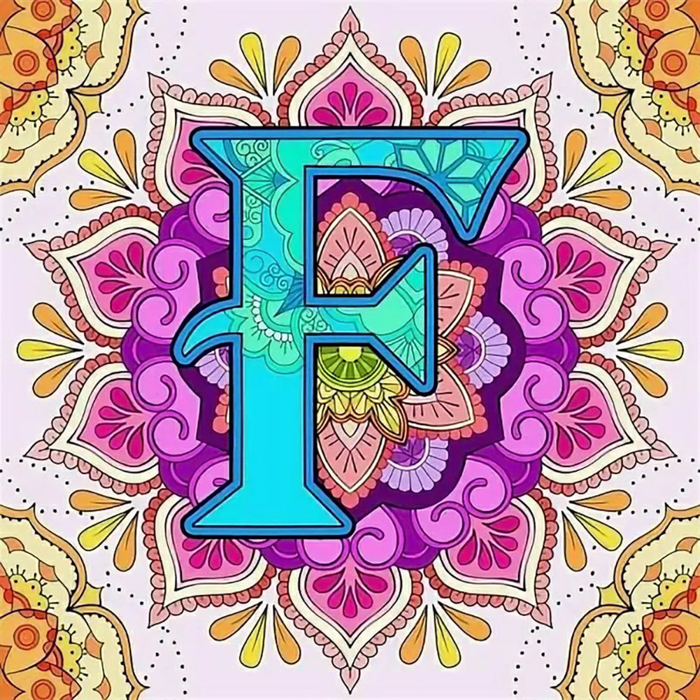 Diamond Painting - Full Round - Mandala letter F (30*30CM)
