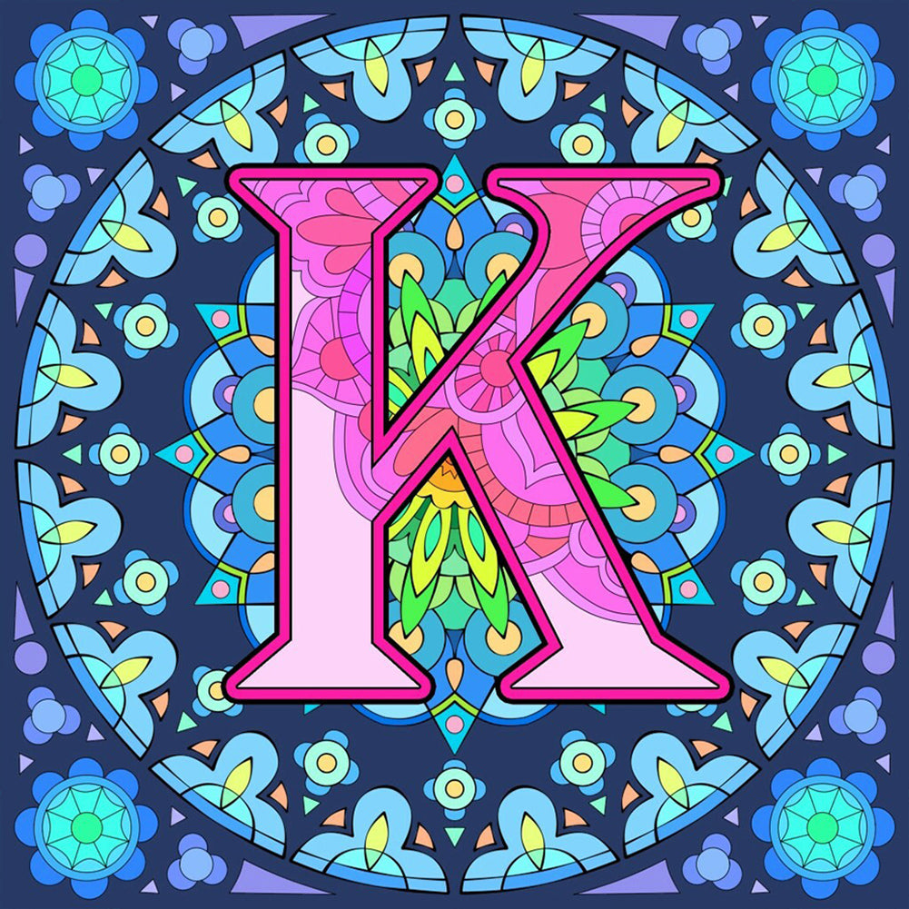 Diamond Painting - Full Round - Mandala letter K (30*30CM)