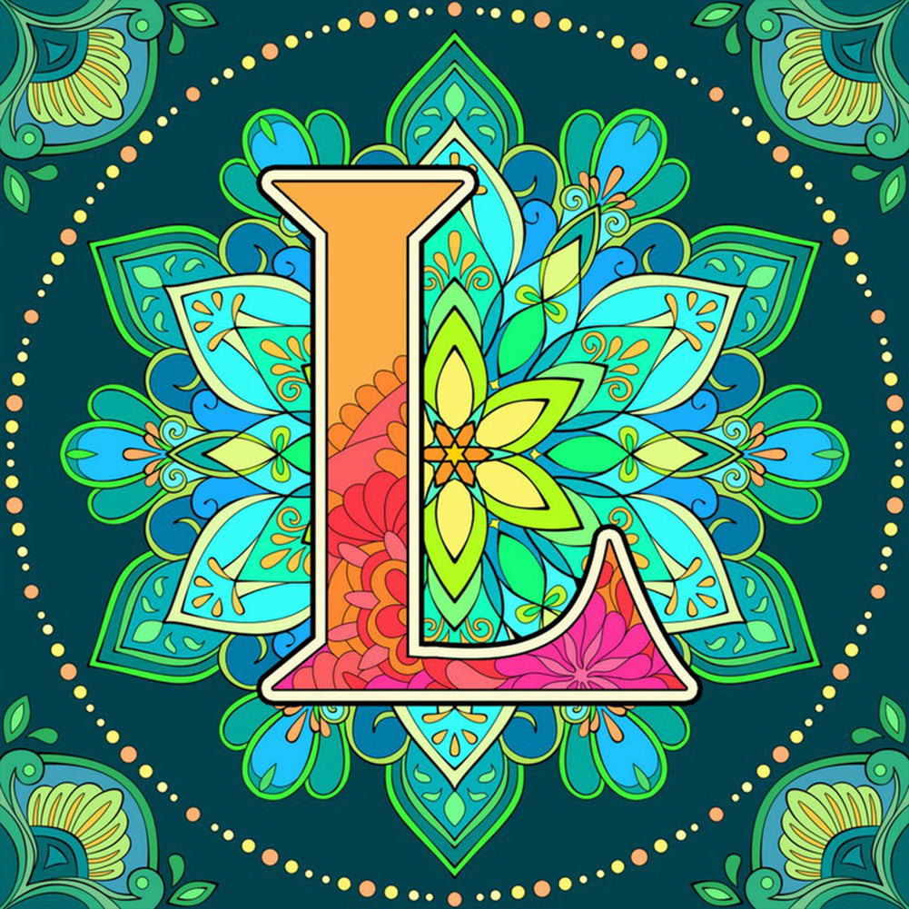 Diamond Painting - Full Round - Mandala letter L (30*30CM)