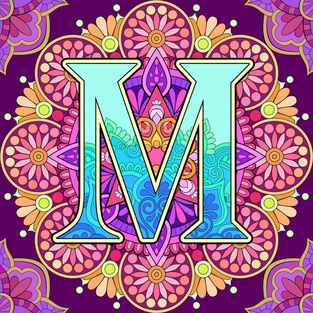 Diamond Painting - Full Round - Mandala letter M (30*30CM)