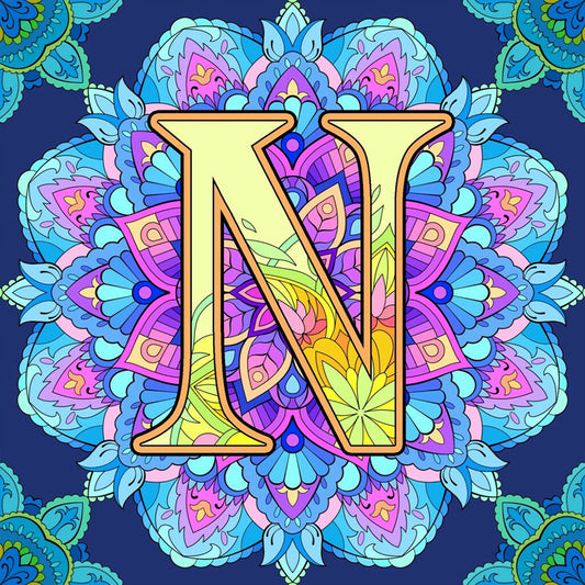 Diamond Painting - Full Round - Mandala letter N (30*30CM)