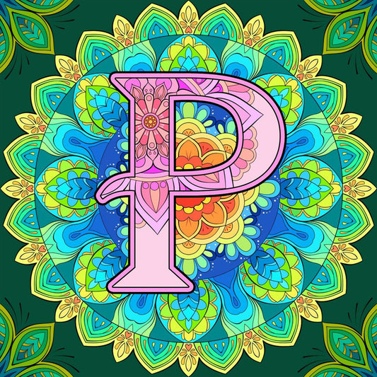 Diamond Painting - Full Round - Mandala letter P (30*30CM)