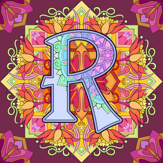 Diamond Painting - Full Round - Mandala letter R (30*30CM)