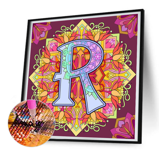 Diamond Painting - Full Round - Mandala letter R (30*30CM)