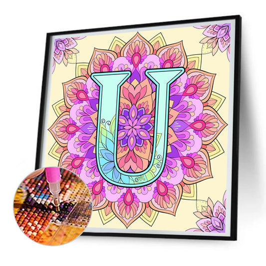 Diamond Painting - Full Round - Mandala letter U (30*30CM)