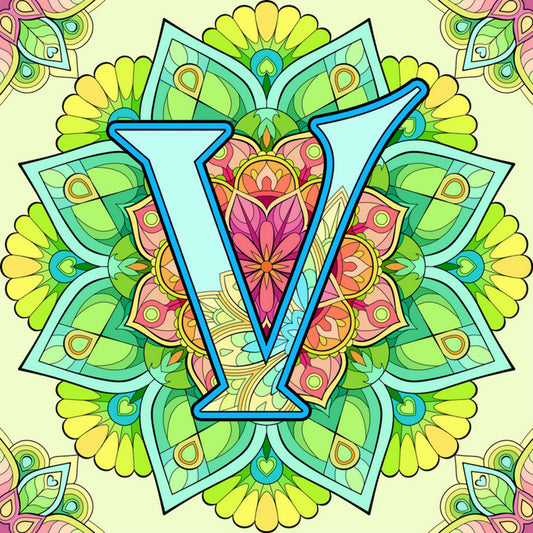 Diamond Painting - Full Round - Mandala letter V (30*30CM)