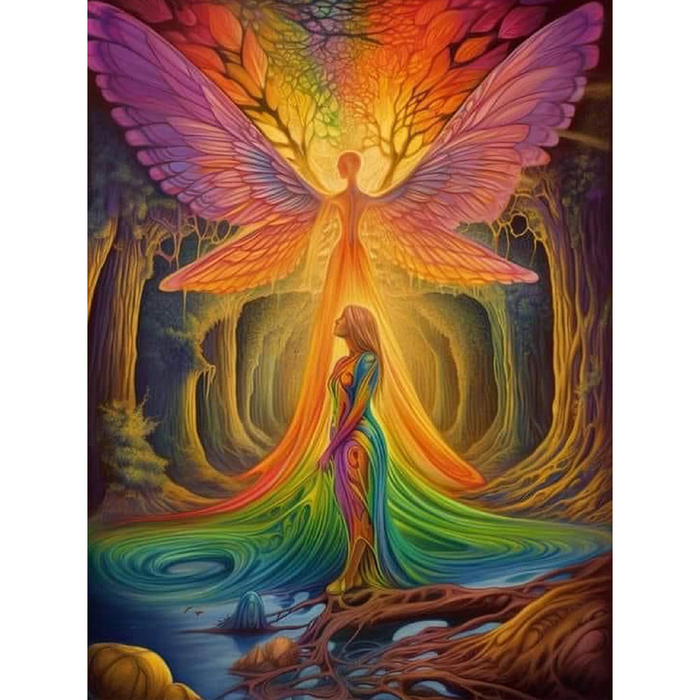 Diamond Painting - Full Round - woman and fairy (30*40CM)