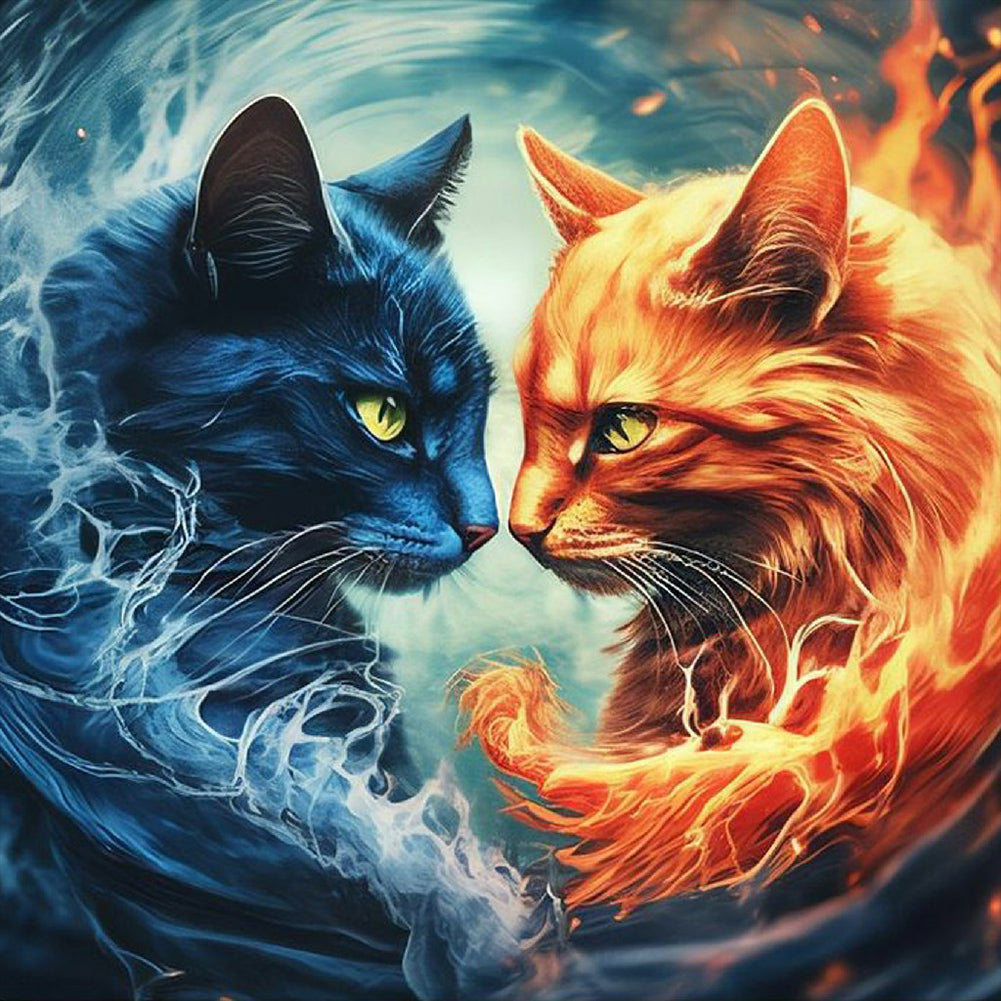 Diamond Painting - Full Round - cat of ice and fire (30*30CM)