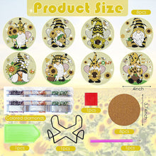 Load image into Gallery viewer, 8PCS Special Shape Diamond Painting Coasters Kits (Sunflower and Gnome #2)
