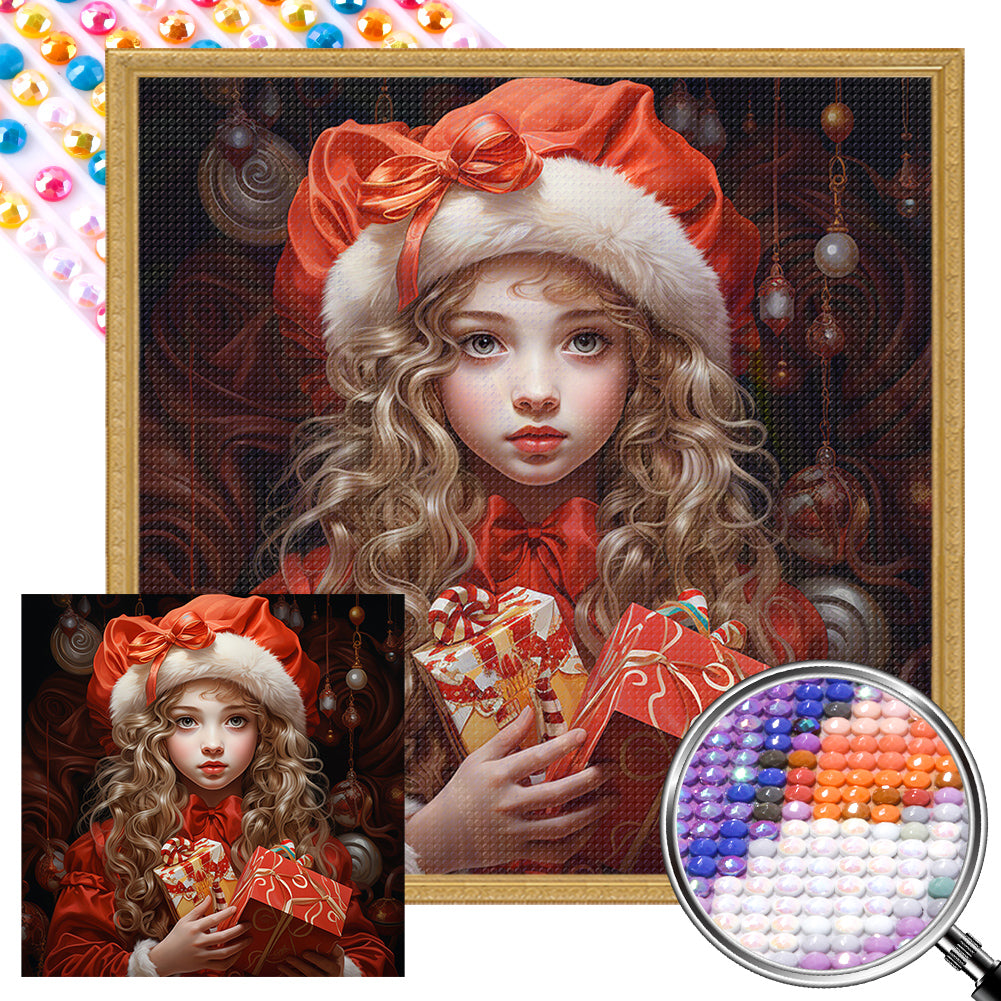 AB Diamond Painting - Full Round - christmas girl (40*40CM)
