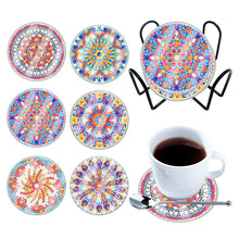 Load image into Gallery viewer, 6PCS Waterproof Coaster Acrylic Special Shape Diamond Painting Art Coaster Kit Washable with Holder
