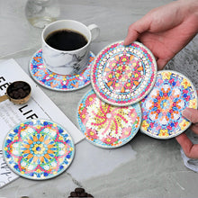 Load image into Gallery viewer, 6PCS Waterproof Coaster Acrylic Special Shape Diamond Painting Art Coaster Kit Washable with Holder
