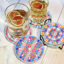 Load image into Gallery viewer, 6PCS Waterproof Coaster Acrylic Special Shape Diamond Painting Art Coaster Kit Washable with Holder
