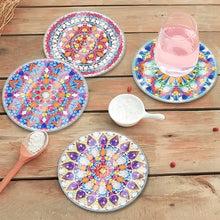 Load image into Gallery viewer, 6PCS Waterproof Coaster Acrylic Special Shape Diamond Painting Art Coaster Kit Washable with Holder
