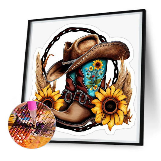 Diamond Painting - Full Round - cowboy boots (30*30CM)