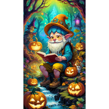 Load image into Gallery viewer, Diamond Painting - Full Round - Pumpkin lantern and grandpa in the forest (40*70CM)
