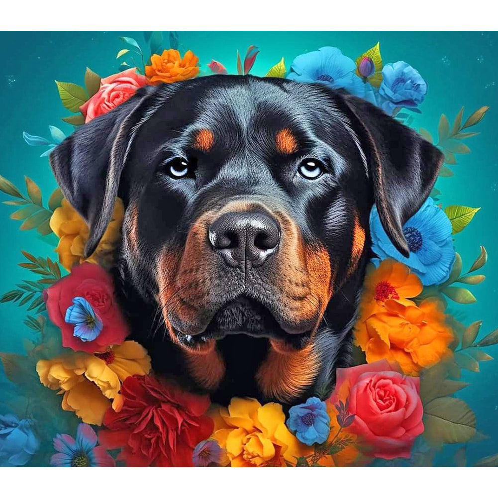 Diamond Painting - Full Round - dog wearing garland (40*35CM)