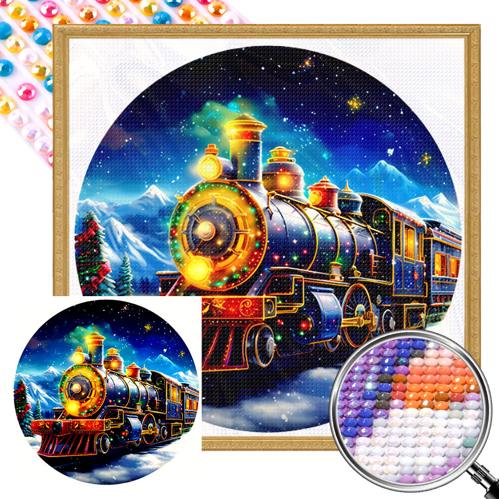 AB Diamond Painting - Full Round - Christmas train (30*30CM)