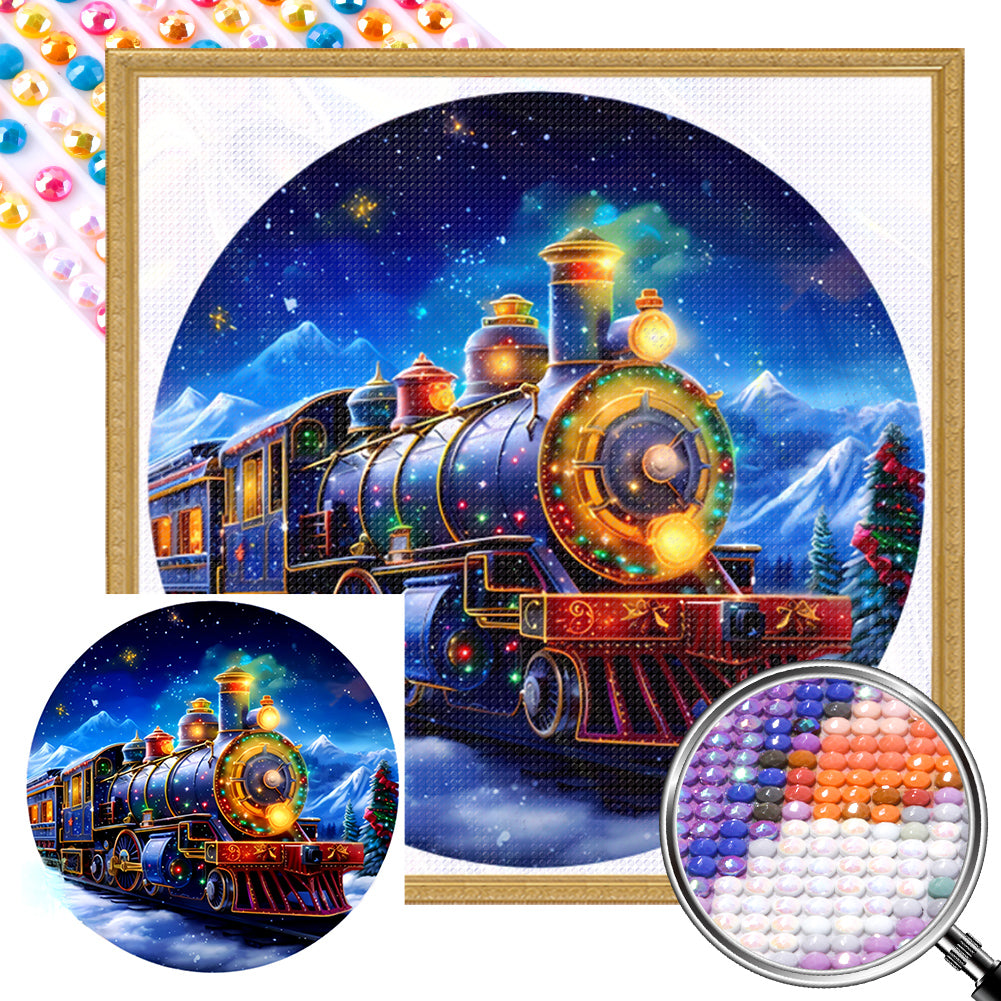AB Diamond Painting - Full Round - Christmas train (30*30CM)