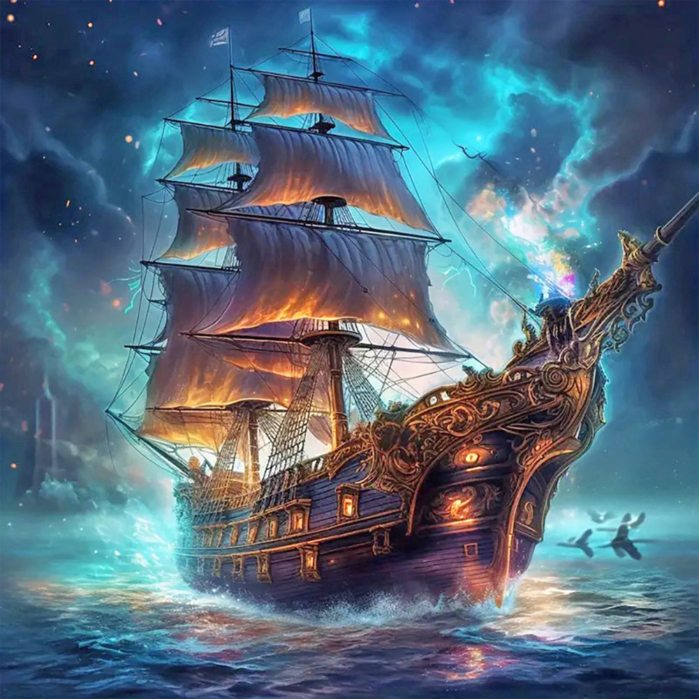 Diamond Painting - Full Round - sea sailing boat (30*30CM)