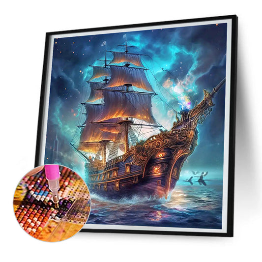 Diamond Painting - Full Round - sea sailing boat (30*30CM)