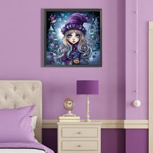 Load image into Gallery viewer, Diamond Painting - Full Round - little girl on snowy night (40*40CM)
