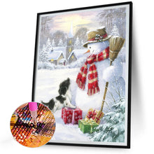 Load image into Gallery viewer, Diamond Painting - Full Round - Puppy and snowman (30*40CM)
