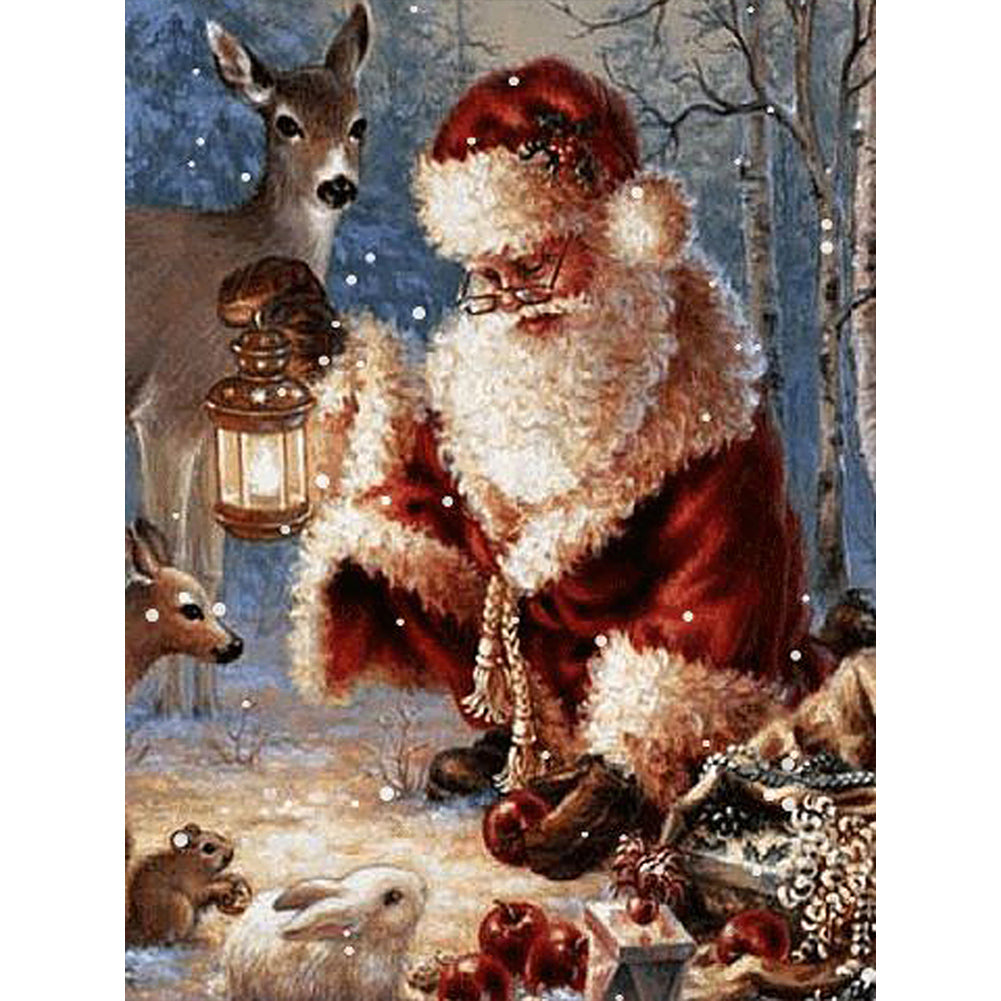 Diamond Painting - Full Round - Santa Claus and animals (30*40CM)